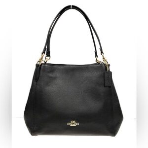 Coach Hallie Black Pebble Leather Shoulder Bag